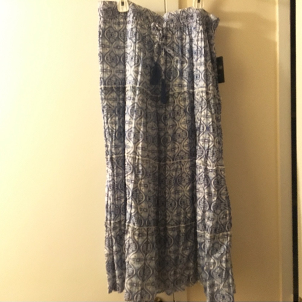 Mlle Gabrielle Blue Patterned Maxi Skirt fully lined NWT